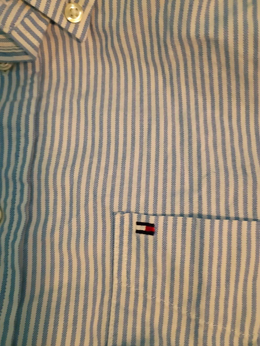 Tommy Hilfiger Men’s Blue & White Striped Button-Down Shirt - Picture 2 of 4